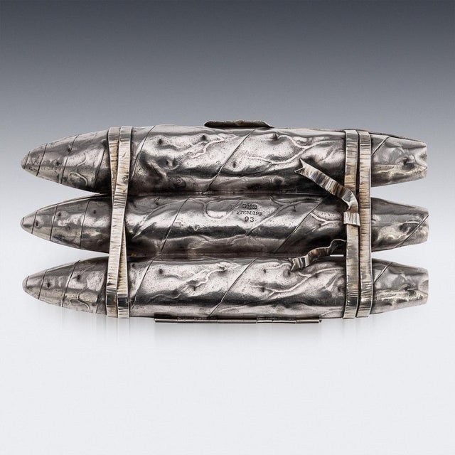 Metal Antique American Silver Cigar Case, 1880 For Sale - Image 7 of 18
