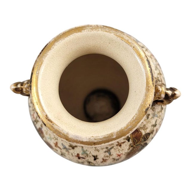 Japanese Satsuma Thousand Butterflies Vases by Kinzan, Set of 2 For Sale - Image 5 of 14
