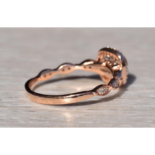 The Kanna: Ladies Rose Gold Pave Diamond Halo Engagement Ring For Sale In Philadelphia - Image 6 of 10