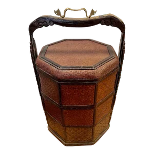 Antique Large Chinese Woven Wicker Wedding Basket