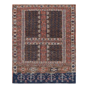 Rug & Kilim’s Yomut Ensi Style Rug in Red With Geometric Patterns