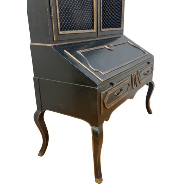 Vintage Louis XV Style Minton Spidell Drop-Front Hand Painted Secretary Cabinet For Sale In Chicago - Image 6 of 9
