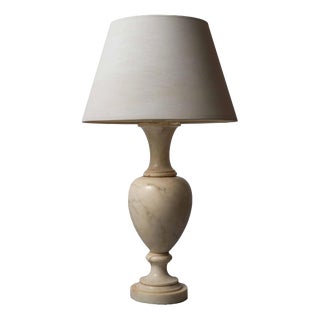 Large Vintage Cream Marble Lamp For Sale