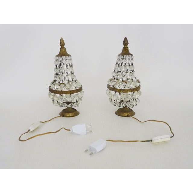1950s Louis XVI Directoire Style Hot Air Balloon Lamps with Crystal Drops, 1950s, Set of 2 For Sale - Image 5 of 9