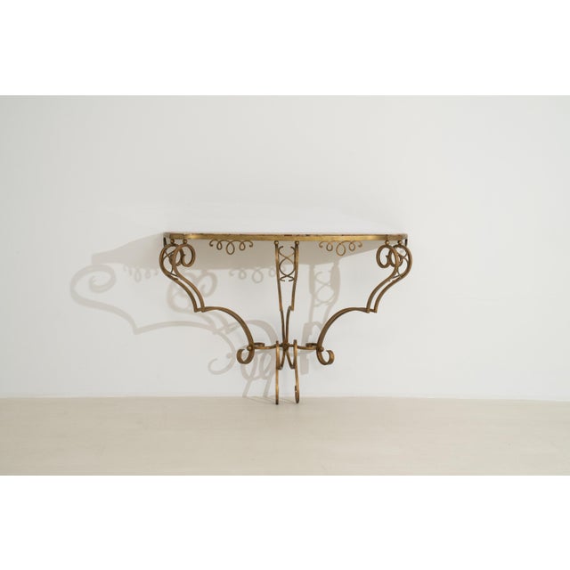 Art Deco Wrought Iron Console Table with Marble Top For Sale - Image 12 of 15