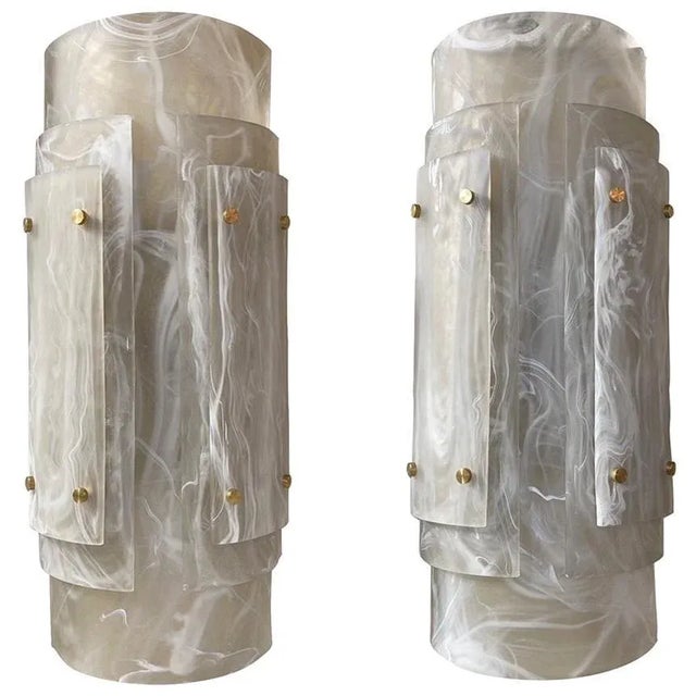 Metal Early 21st Century Large Scale Murano Glass and Brass Sconces - A Pair For Sale - Image 7 of 7