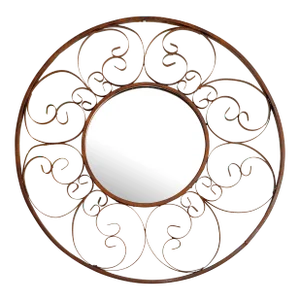 Vintage Victorian Round Handmade Iron Accent Wall Mirror Wrought Iron