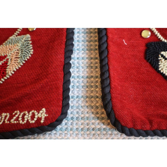 Red Vintage Judi Boisson 2004 Hand-Hooked Figural Pillow Covers in Cranberry Red - Pair, Unused For Sale - Image 8 of 18