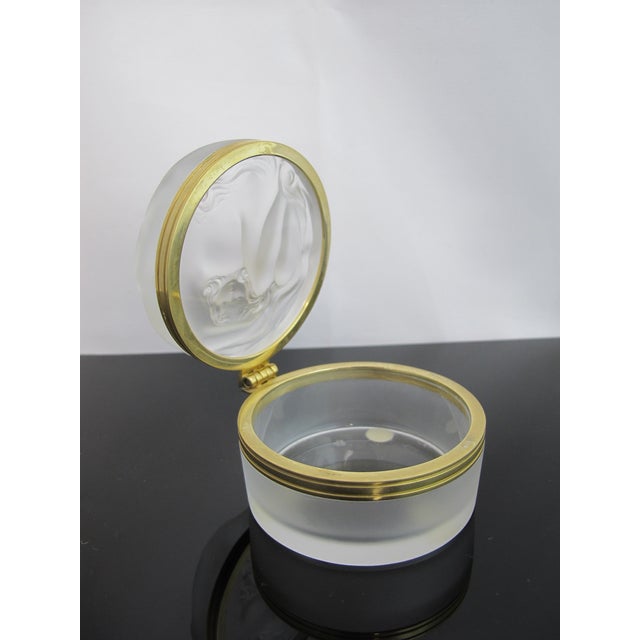 Transparent Lalique France Crystal Nude Daphne Powder Jar or Trinket Box With Hinged Lid For Sale - Image 8 of 11