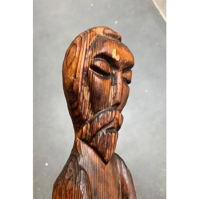 Vintage Wooden Sacral Figurine Sculpture For Sale - Image 18 of 18