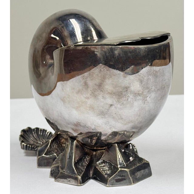 Figurative 1880s English Silver Plated Nautilus Spoon Warmer For Sale - Image 3 of 11