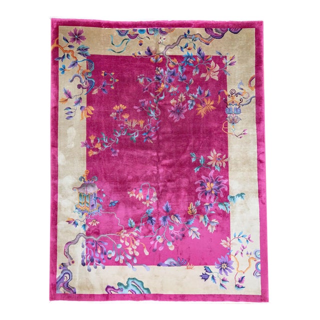 Art Deco Chinese Carpet 11.8x8.11,Oriental Rug, 1930's For Sale