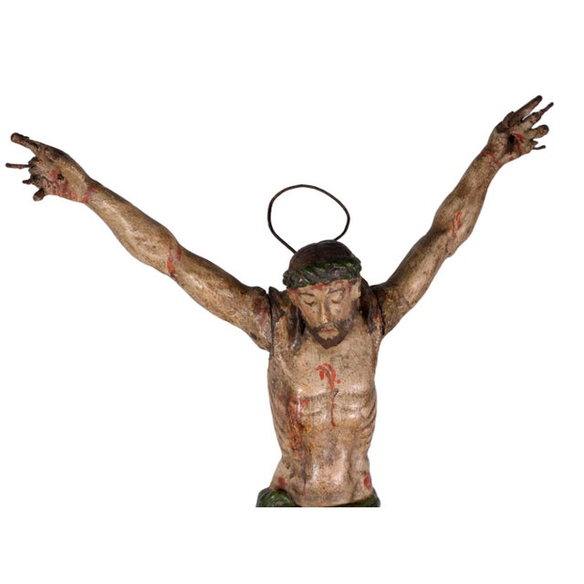 18th Century Italian Carved and Polychrome Wooden Corpus Christi, 1800s For Sale - Image 3 of 12