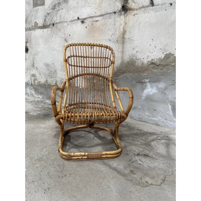 Mid-Century Modern Italian Bamboo and Rattan Armchair, 1960s For Sale - Image 11 of 11