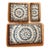 Set of 3 Dark Gray Geometric Flower Pattern Rattan Mother-of-Pearl Inlaid Rectangular Trays For Sale