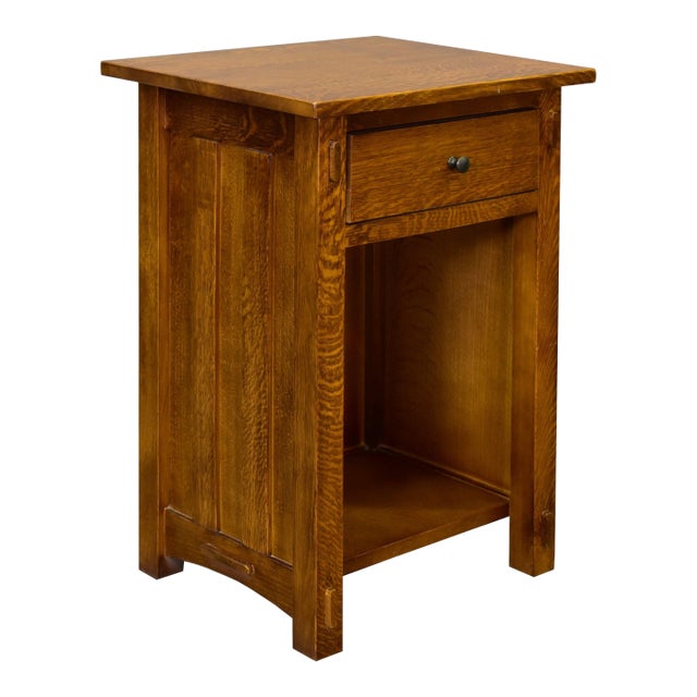Mission Solid Quarter Sawn Oak 1 Drawer End Table - Model A27 For Sale