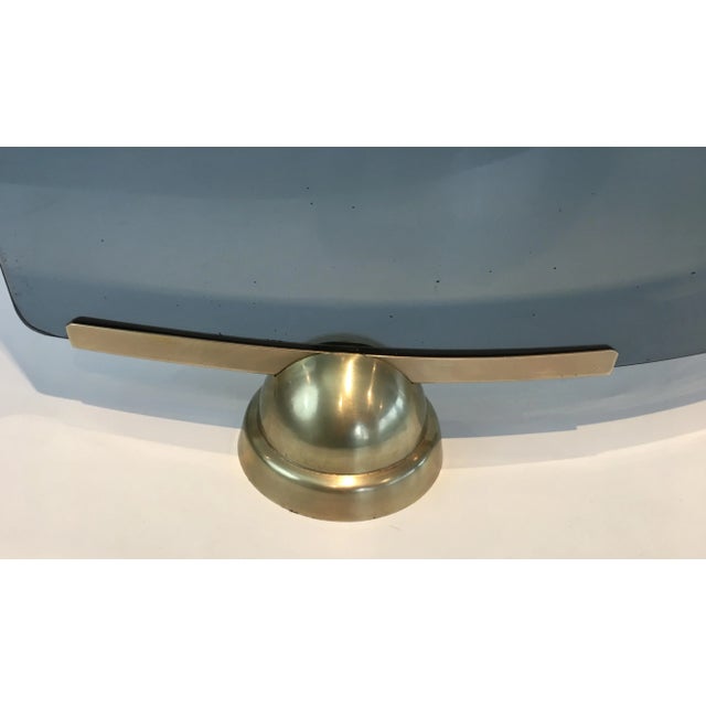 Mid-Century Modern Fontana Arte, Modernist Curved Blue Glass and Brass Fire Place Screen, Italy For Sale - Image 3 of 13