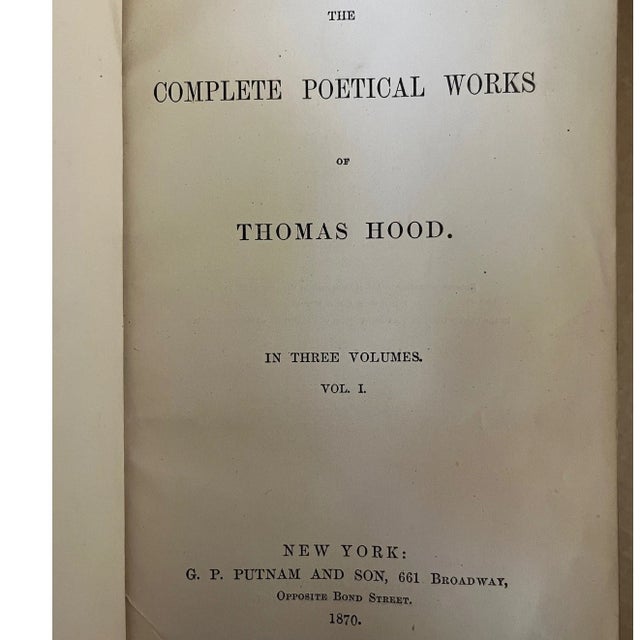 Late 19th Century Antique 1869-1870 Victorian Library Set: The Works of Thomas Hood (5 Volumes) For Sale - Image 5 of 6