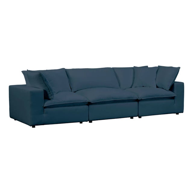 Ink Blue Cali Navy Performance Fabric Modular Sofa For Sale - Image 8 of 8