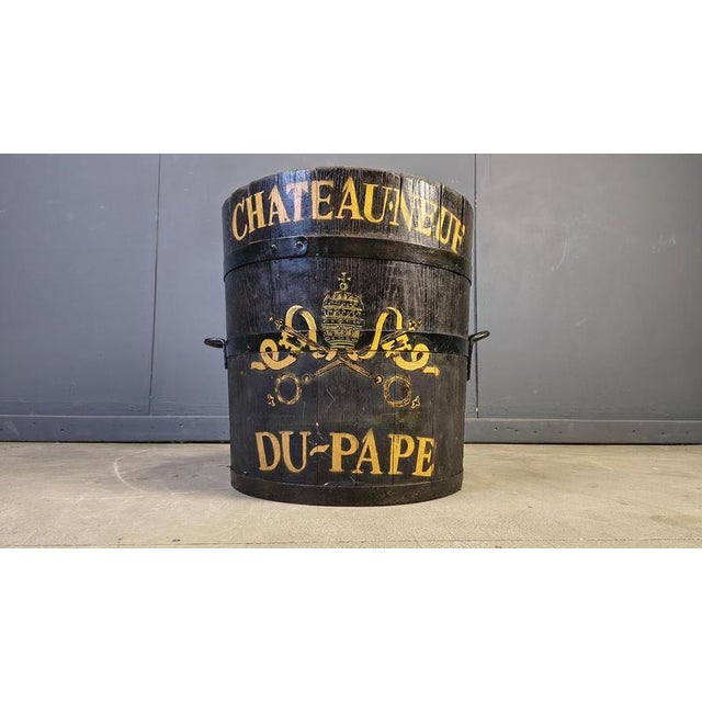 Cool wooden decorative chateauneuf du pape grape hod bucket made from ebonized wood with hand painted logo. Great add on...