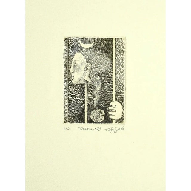 Leo Guida, Diana, Original Etching on Paper, 1989 For Sale
