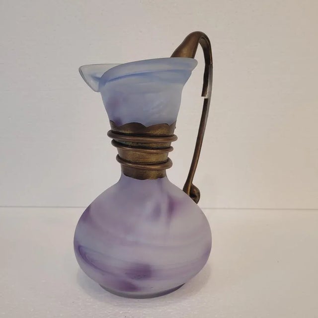 Violet Glass Jug with Gilt Decorations, France, 1980s For Sale - Image 12 of 17
