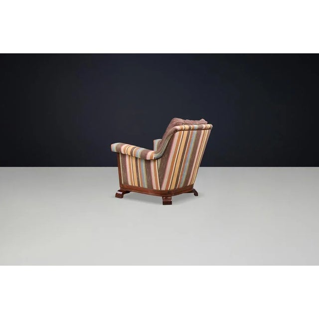 Large Art Deco Chair in Fabric and Walnut, 1930s For Sale - Image 9 of 14