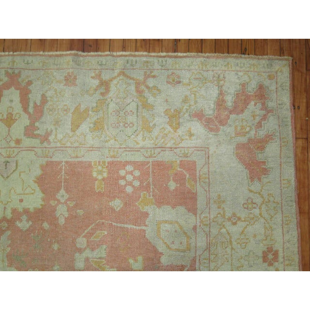 Antique Zabihi Collection Peach Color Turkish Oushak Carpet - 7'10" x 10'10" For Sale In New York - Image 6 of 8