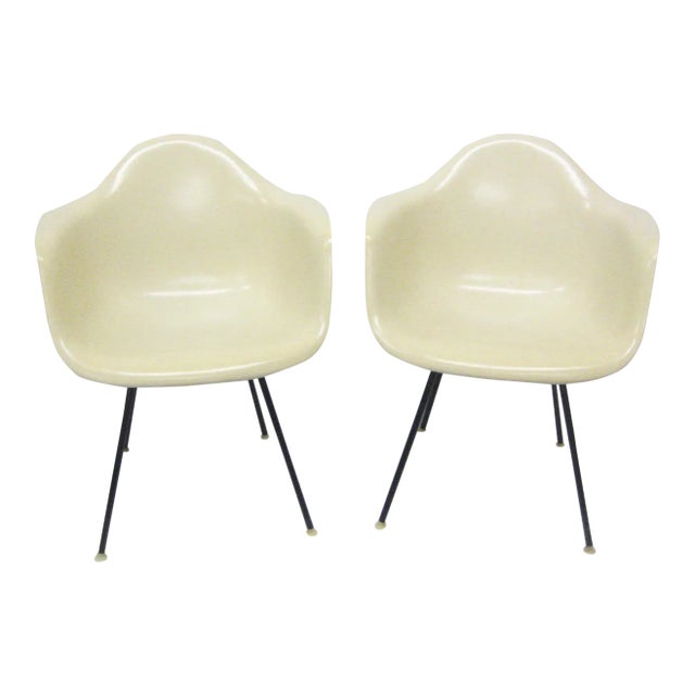 Eames for Herman Miller Early Pair 1956 Shell Chairs Labeled For Sale