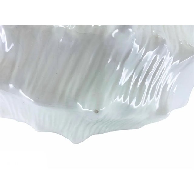 White 1970s Large Ceramic Shell Soup Tureen & Spoon Set For Sale - Image 8 of 9