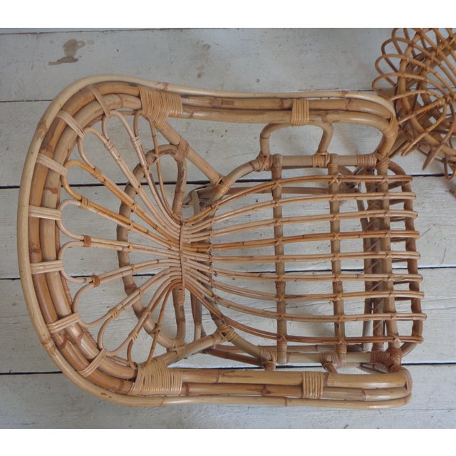 Peacook Armchair in Bamboo and Wicker, 1960s For Sale - Image 4 of 12