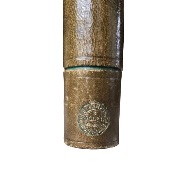 Olive Antique French Crystal Perfume Bottle & Leather Case For Sale - Image 8 of 10