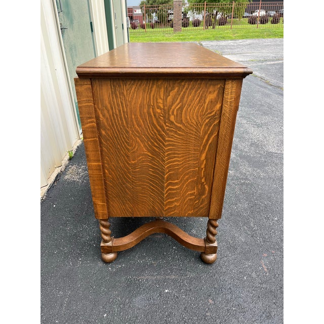 Antique Victorian Quartersawn Oak Barley Twist Sideboard Buffet For Sale - Image 6 of 12
