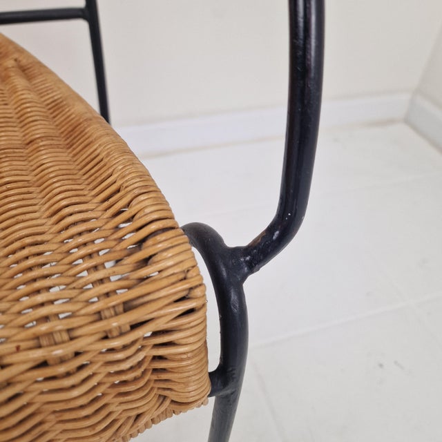 Vintage Wicker and Iron Armchairs by Frederic Weinberg, 1950s, Set of 8 For Sale - Image 10 of 18