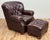English Vintage Tufted Leather Writers Chair With Ottoman For Sale - Image 3 of 18