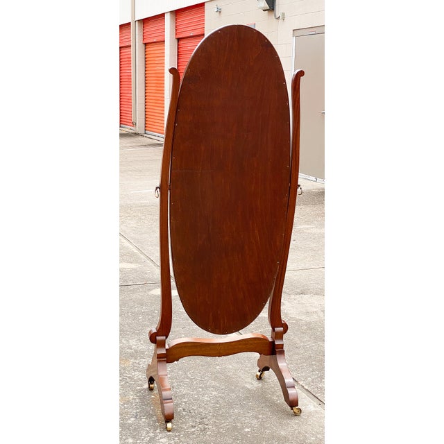 Early 20th Century English Cheval or Dressing Mirror of Inlaid Mahogany in the Queen Anne Style For Sale - Image 5 of 10