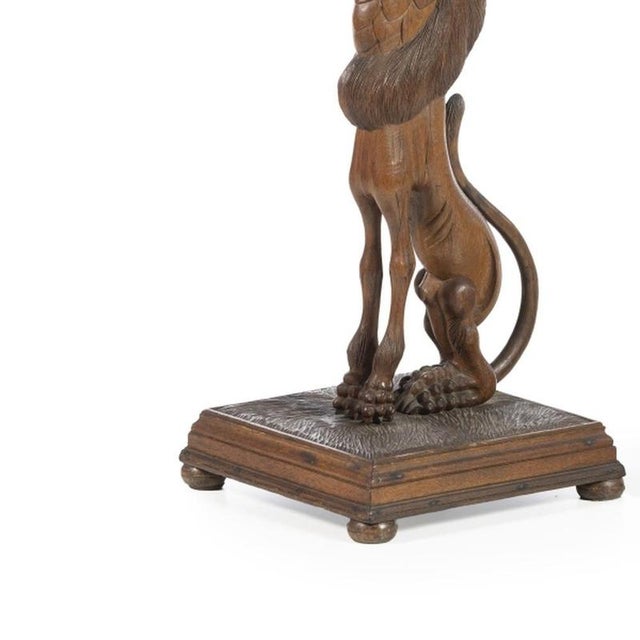 Zoomorphic Columns in Oak, 19th Century, Set of 2 For Sale - Image 3 of 6