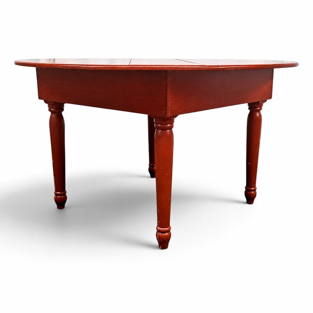 Mid-Century Hand-Painted Magnolia Round Farmhouse Dining Table, 57 Inch For Sale - Image 14 of 15