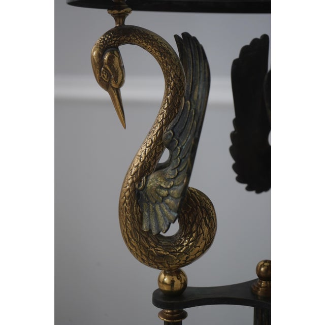 Glass Maitland Smith Neoclassical Swan Form Glass Top Pedestal For Sale - Image 7 of 11