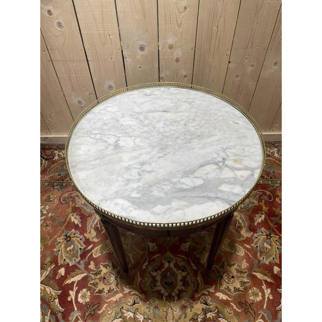 Louis XVI Style Bouillotte Table in Mahogany and Marble For Sale - Image 4 of 7