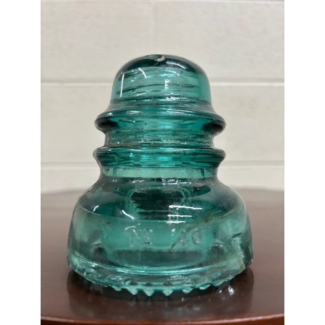 Vintage Hemingray 40 Aqua Teal Glass Insulator For Sale In Kansas City - Image 6 of 7