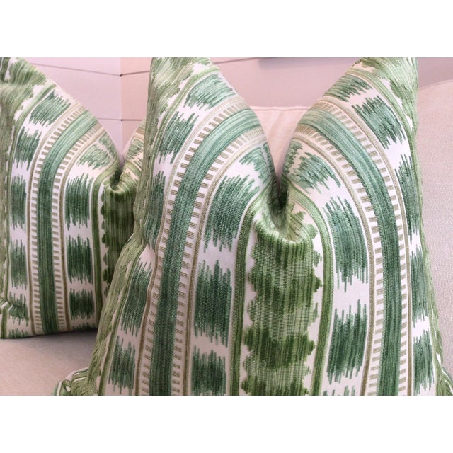American Brunschwig and Fils "Bayeaux" Velvet in Fern Down-Filled 20" Pillow - Single For Sale - Image 3 of 4