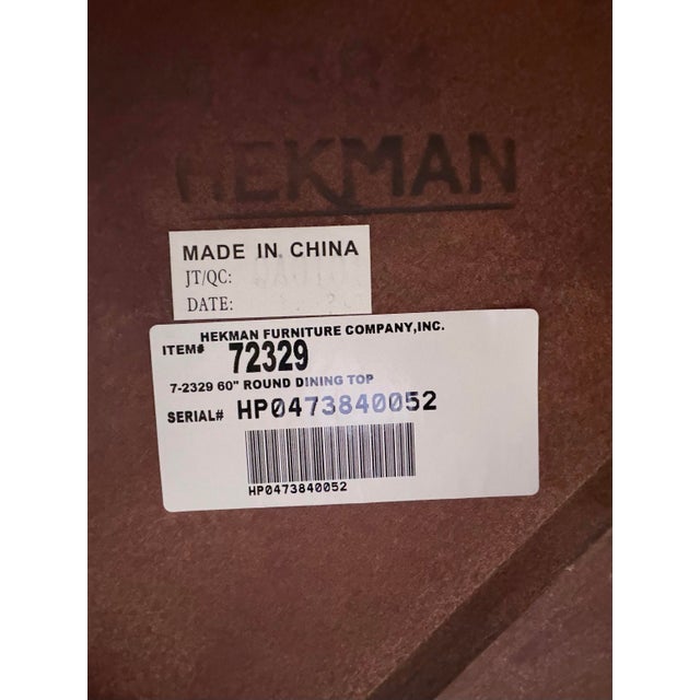 Wood Hekman Round Pedestal Dining Table in Walnut Finish For Sale - Image 7 of 7