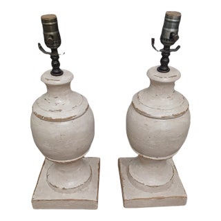 Vintage Boho Pair of Salvage Balustrade Table Lamps For Sale