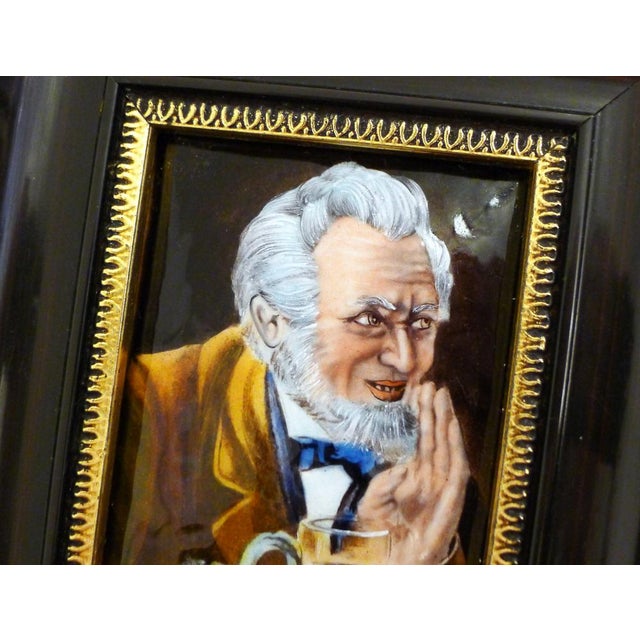 Small Male Portrait Painting, in Limoges Enamel Painted on Copper by Carmona, Mid-20th Century For Sale - Image 3 of 12