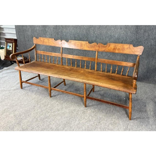 American 19th Century Solid Maple Bench For Sale - Image 3 of 12