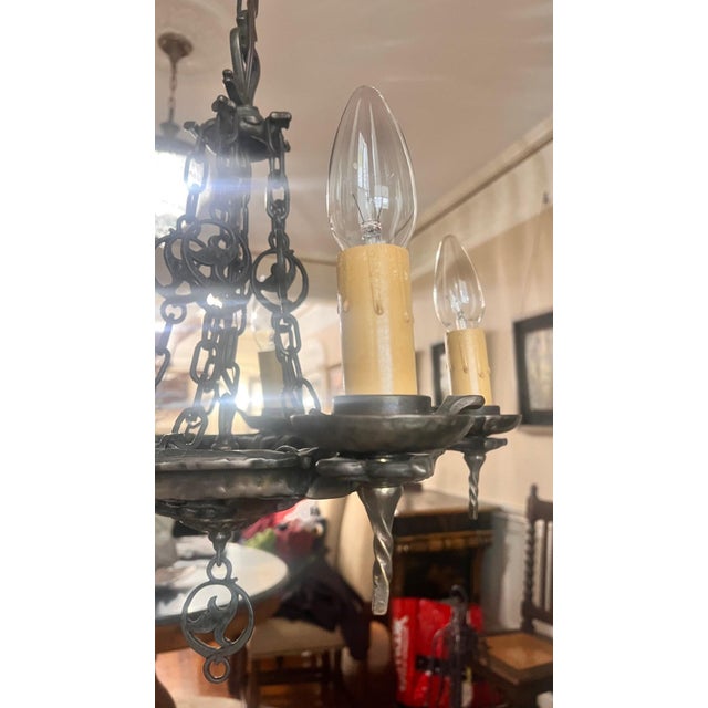 1990s Rejuvenation 18" Iron Chandelier For Sale - Image 4 of 7