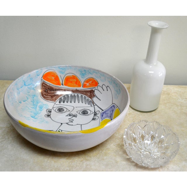 1965 Desimone Italy Hand-Painted Large Bowl For Sale - Image 9 of 11