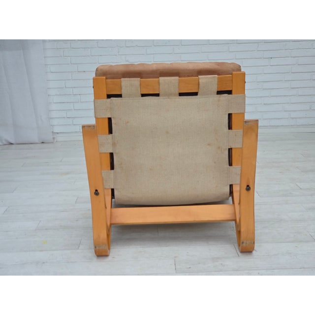 Norwegian Model Kengu Armchair in Beige Furniture Leather from Rybo Rykken & Co, 1970s For Sale - Image 6 of 16