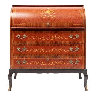 Second-Hand Discount Vintage Teak Roll Top Secretary Desk For Sale